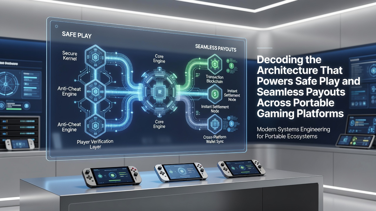 Technical diagram showing layered architecture of mobile gaming platforms with security protocols and payout pathways highlighted