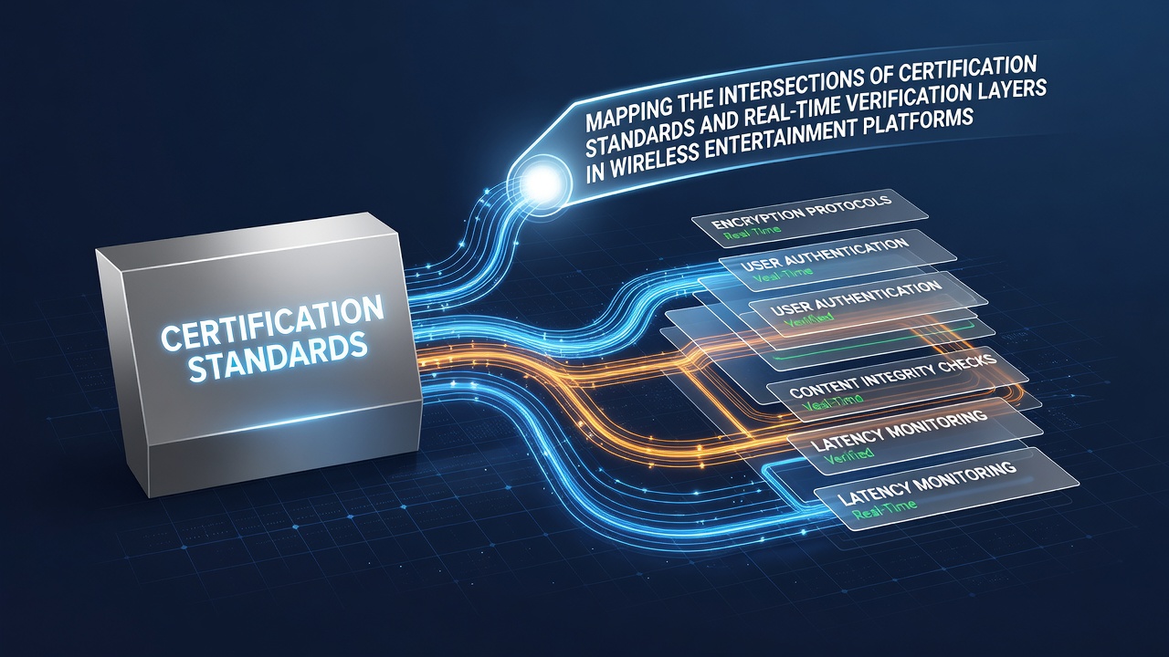 Diagram illustrating certification standards intersecting with real-time verification layers in wireless platforms