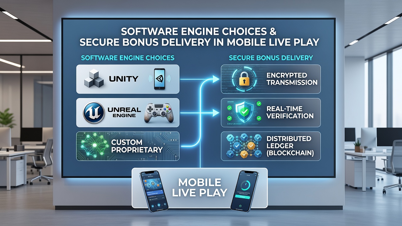 Secure bonus processing flow within a mobile live dealer application powered by engine architecture