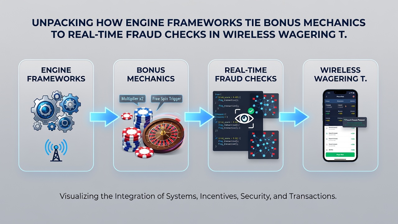 Diagram showing data flow between bonus engine and fraud verification module in mobile wagering